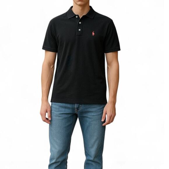 US Polo Assn. Pique Polo Shirt Mens Large Classic Fit Short Sleeve Black 116015 - Picture 3 of 5
